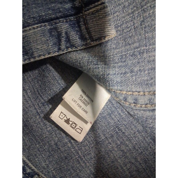 VTG 90s Y2K Cabela's Western Denim Jean Shirt Pearl Snap Rodeo Womens Med Cotton - Picture 3 of 6